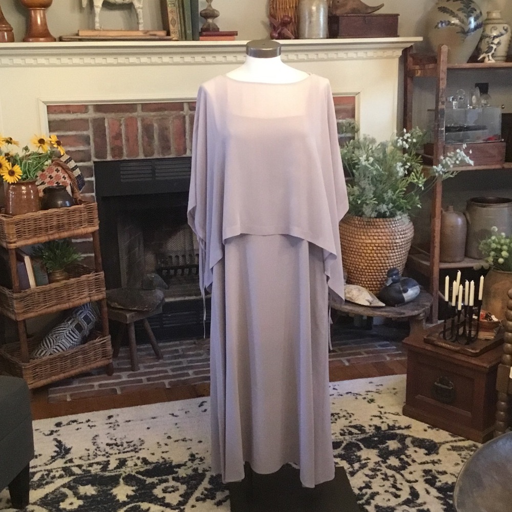 Eileen Fisher Silk Georgette Sheer Poncho and Dress